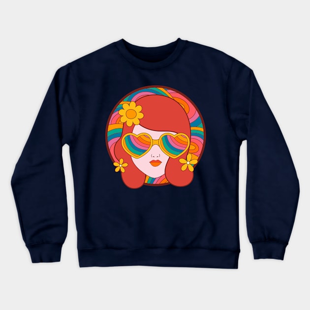 Psychedelic Red Head Crewneck Sweatshirt by InkyArt